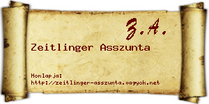 Zeitlinger Asszunta névjegykártya